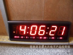 厂家直销 虹泰HG2368 LED数码万年历电子钟表静音挂钟客厅夜光钟图1