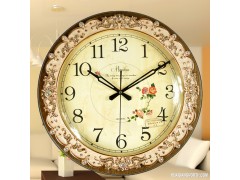 新款超大号简约时尚田园单面挂钟韩版静音卧室客厅石英钟电子钟图1