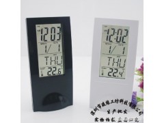 液晶万年历温度计 透明LED钟液晶显示带温度计电子钟万年历时钟图1