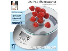 电子厨房秤带去皮功能秤电子秤时钟电子秤厨房称食物秤5KG 1G图1