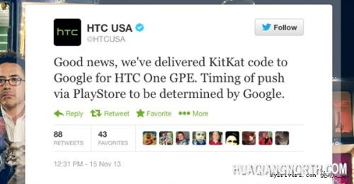 神速 亲儿子版HTC One将升级Android 4.4