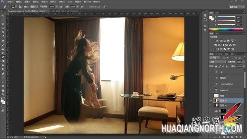 橡皮擦设置成柔角画笔将沙发擦去