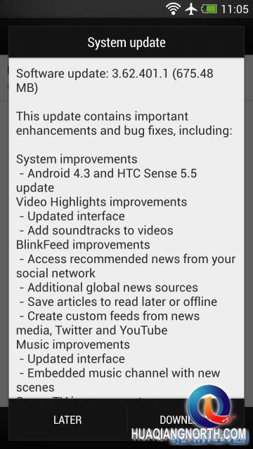 国际版HTC One OTA升级安卓4.3