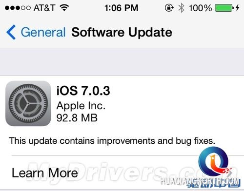 苹果发布iOS 7.0.3