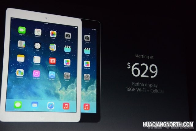 苹果发布iPad Air 429美元起售11月1日上市