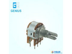 台湾GENIUS供 R1620S带开关旋转式电位器  B10K电位器 自动化铆合端子  免费拿样图1