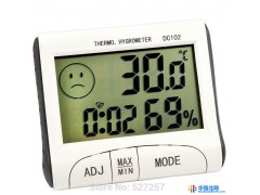 家用电子温度计室内外温湿度计 DC102大屏LCD带时钟图1