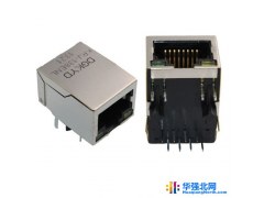 屏敝座ＲＪ４５带灯带变压器　９０度直插插座兼容ＨＲ９１１１０５Ａ应用以太网连接器厂家图1